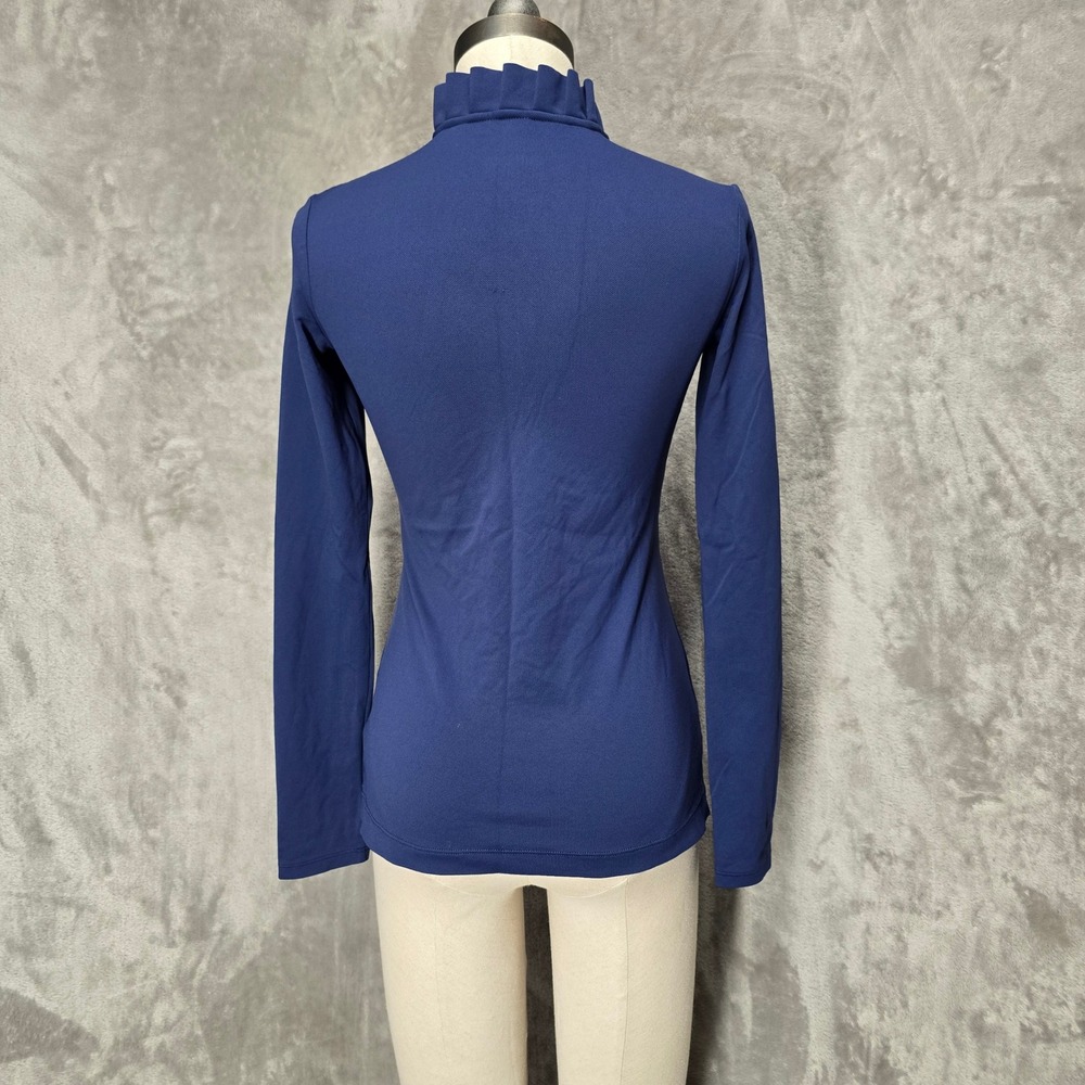 Lilly Pulitzer Luxletic Top Womens XXS Blue Floral Ruffle Preppy Athleisure Golf - Picture 3 of 12